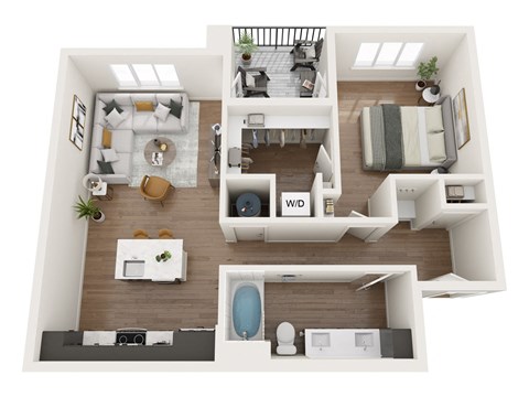 Floor plan for 1 bed, 1 bath, 796 sqft